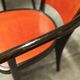 Table and 6 armchairs Baumann Diese, design Pagnon Pelhaître, Wenge color and red,