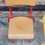 Set of three vintage children's school chairs