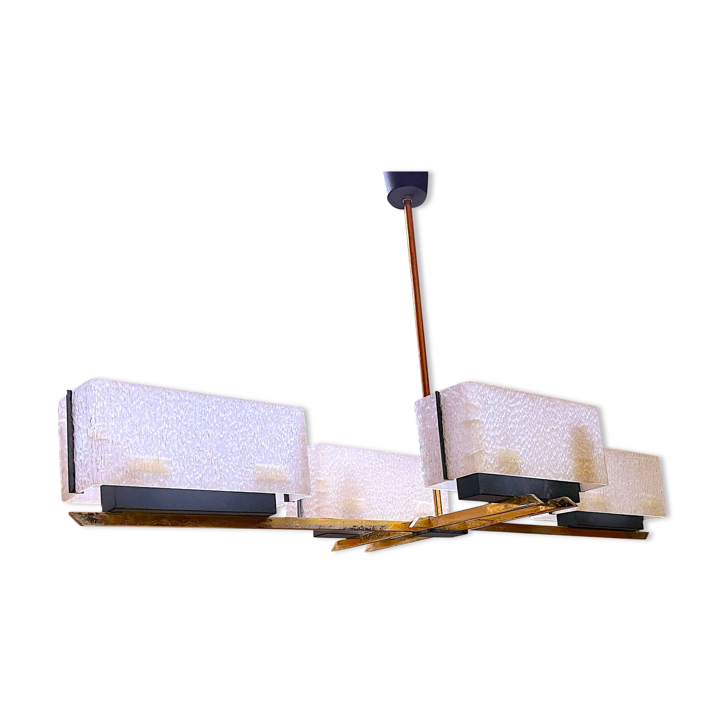 Maison Arlus, brass chandelier model "mad-men", mid-century France