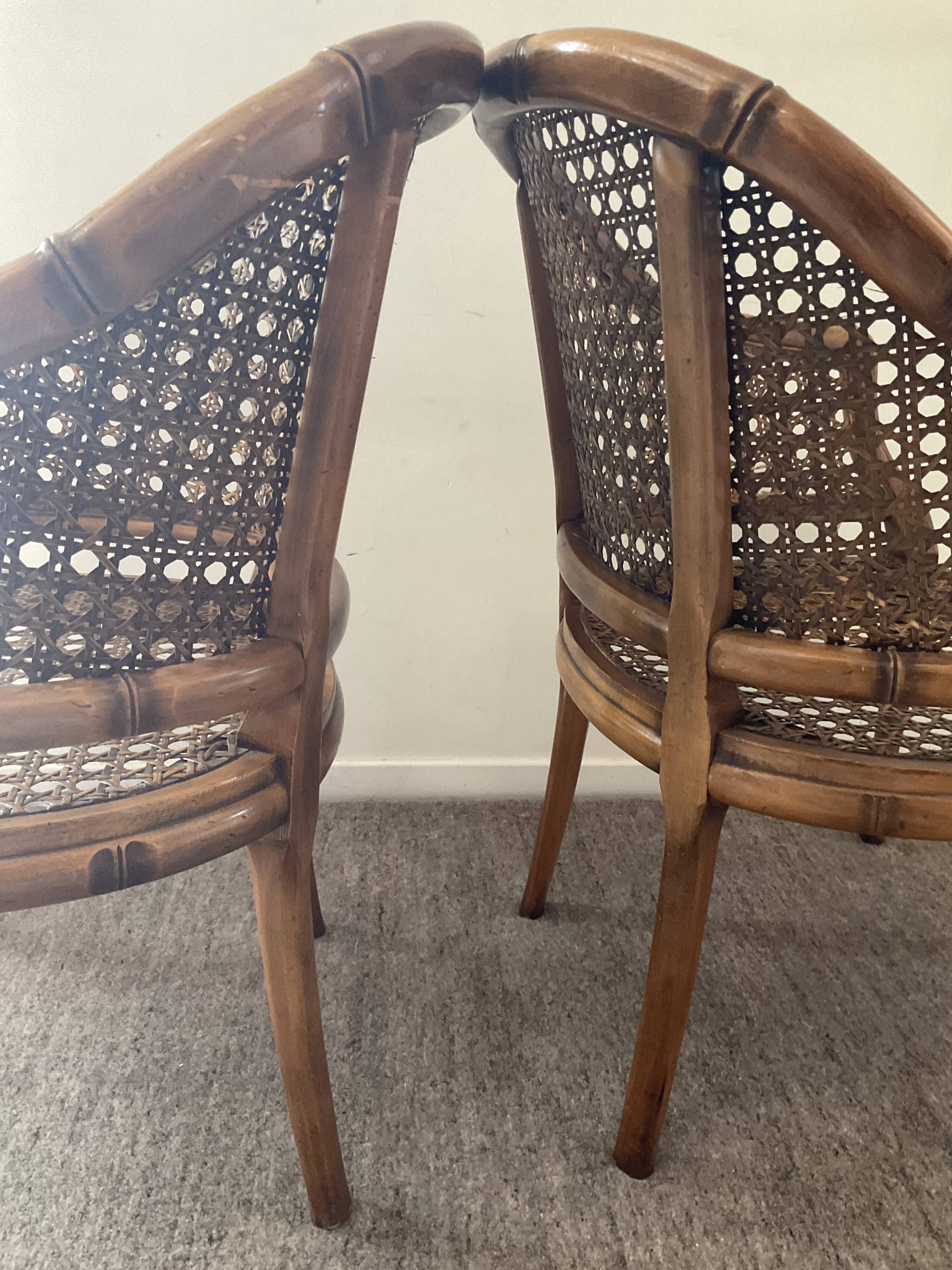 Pair of canned armchairs from the 50s and 60s