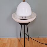 Tripod lamp in opaline glass and black lacquered metal