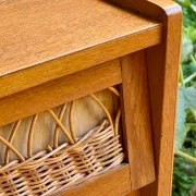 Scandinavian chest of drawers in oak and rattan from the 50s/60s.