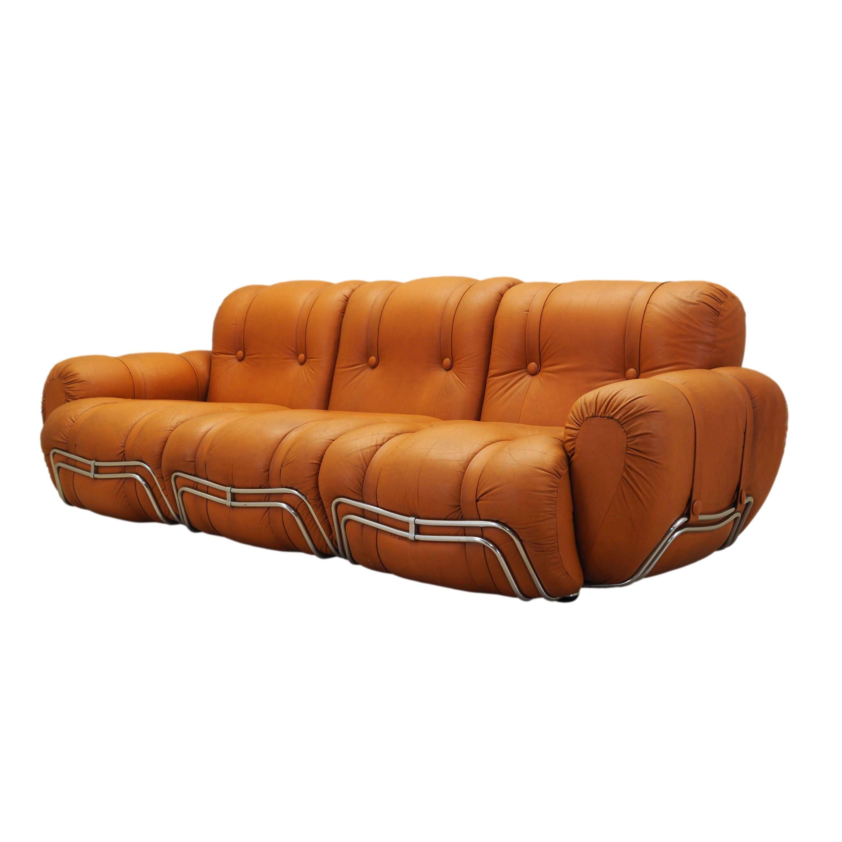 Orange sofa, Space Age design, 1960s, production: Italy