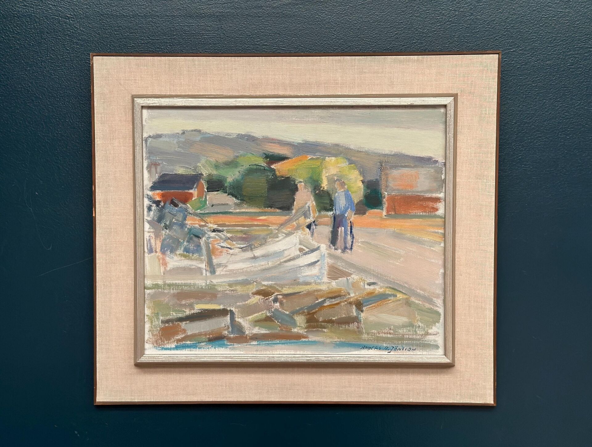 Huile sur toile – “Marina” par Anders A. Jönsson (1907–2002)