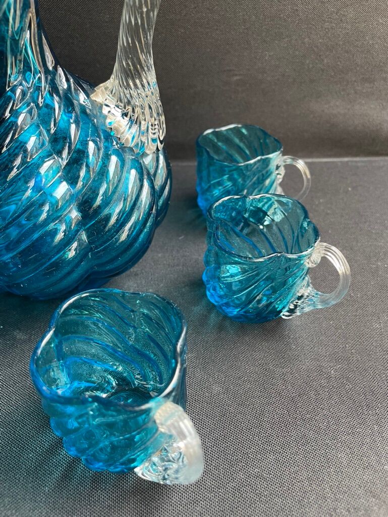 Liquor service in 1/2 blue crystal XIXth