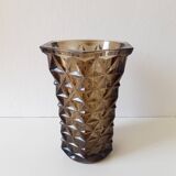 Vase gris en verre vintage