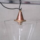 Clear Glass Mid-Century Copper Conical Pendant Light