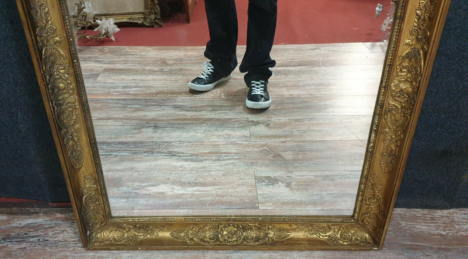 Miroir époque empire en bois doré 70x85cm