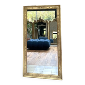 Antique mirror 143/78.5cm with gilded frame from the Restoration period, mercury glass.