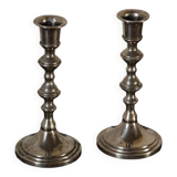 Pair of silver metal candlesticks