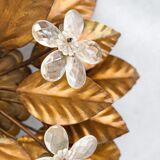 Vintage gilt metal flower-shaped wall or ceiling lamp