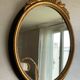 Oval mirror black and gold wood 65x50cm
