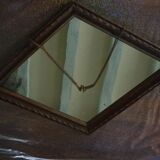 Miroir losange mural en bois années 30-40 50x34cm