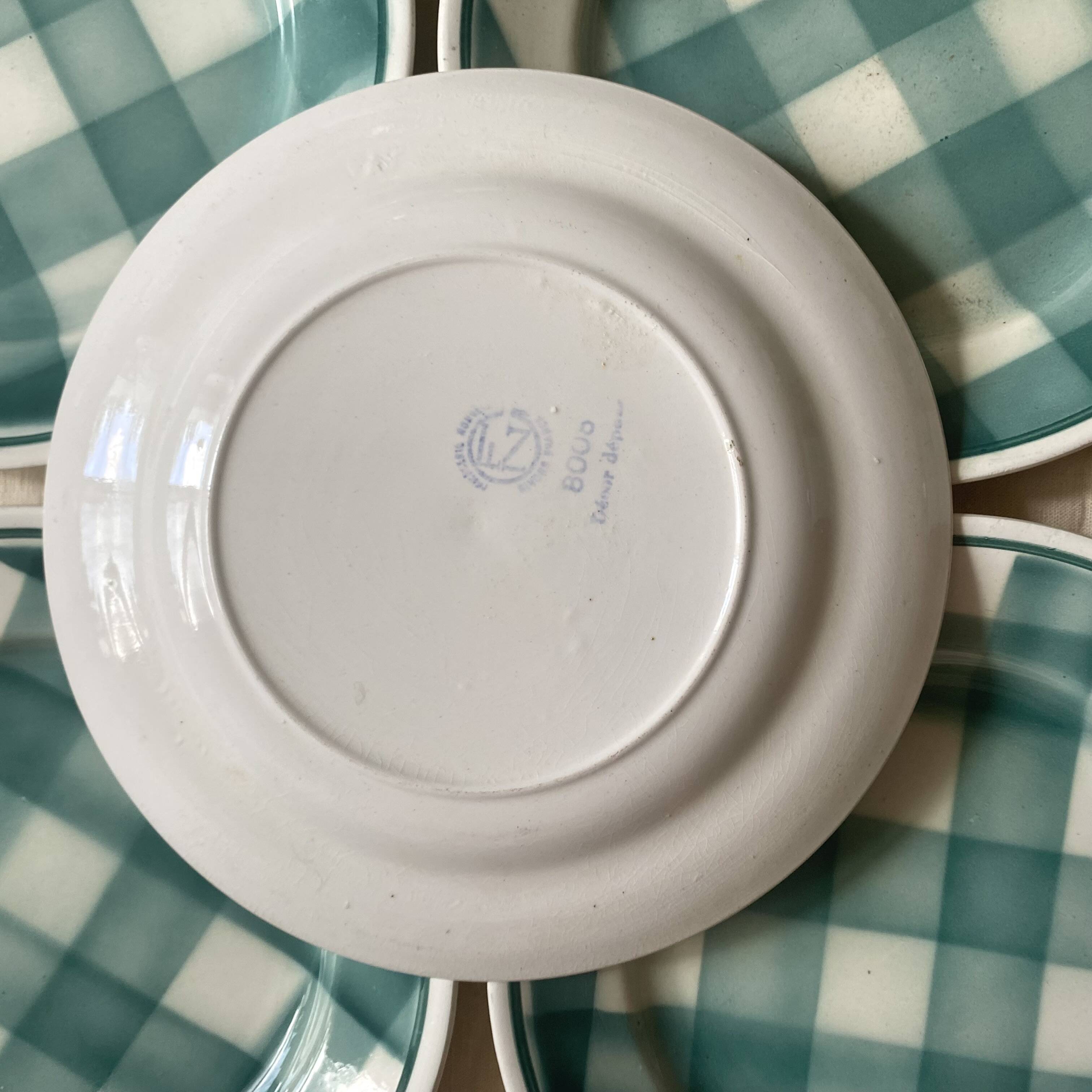 Vichy dessert plates and dish, 50s-60s