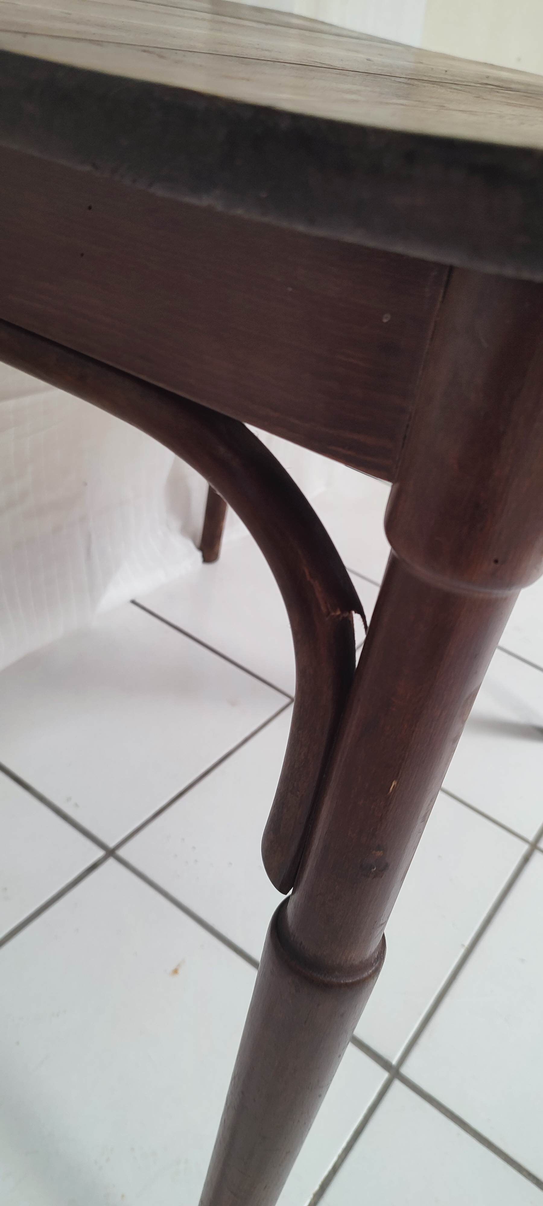 Curved wood bistro table