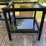 Paire de table basse en rotin