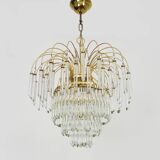 Large and old crown chandelier with pendants, 4 levels, 3 lights, 70s-80s