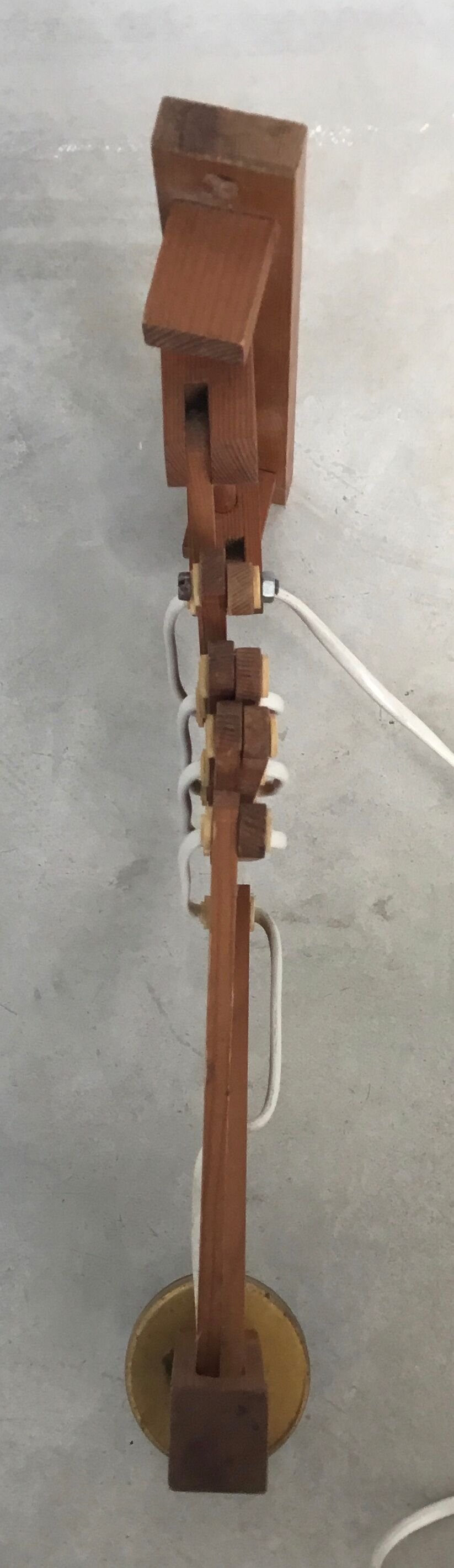 Wooden accordion wall lamp vintage 1960