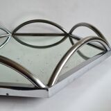 English Art Deco chrome and mirror Lazy Susan revolving server
