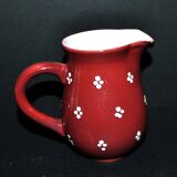 Vintage Elchinger pitcher in glazed ceramic with red polka dots