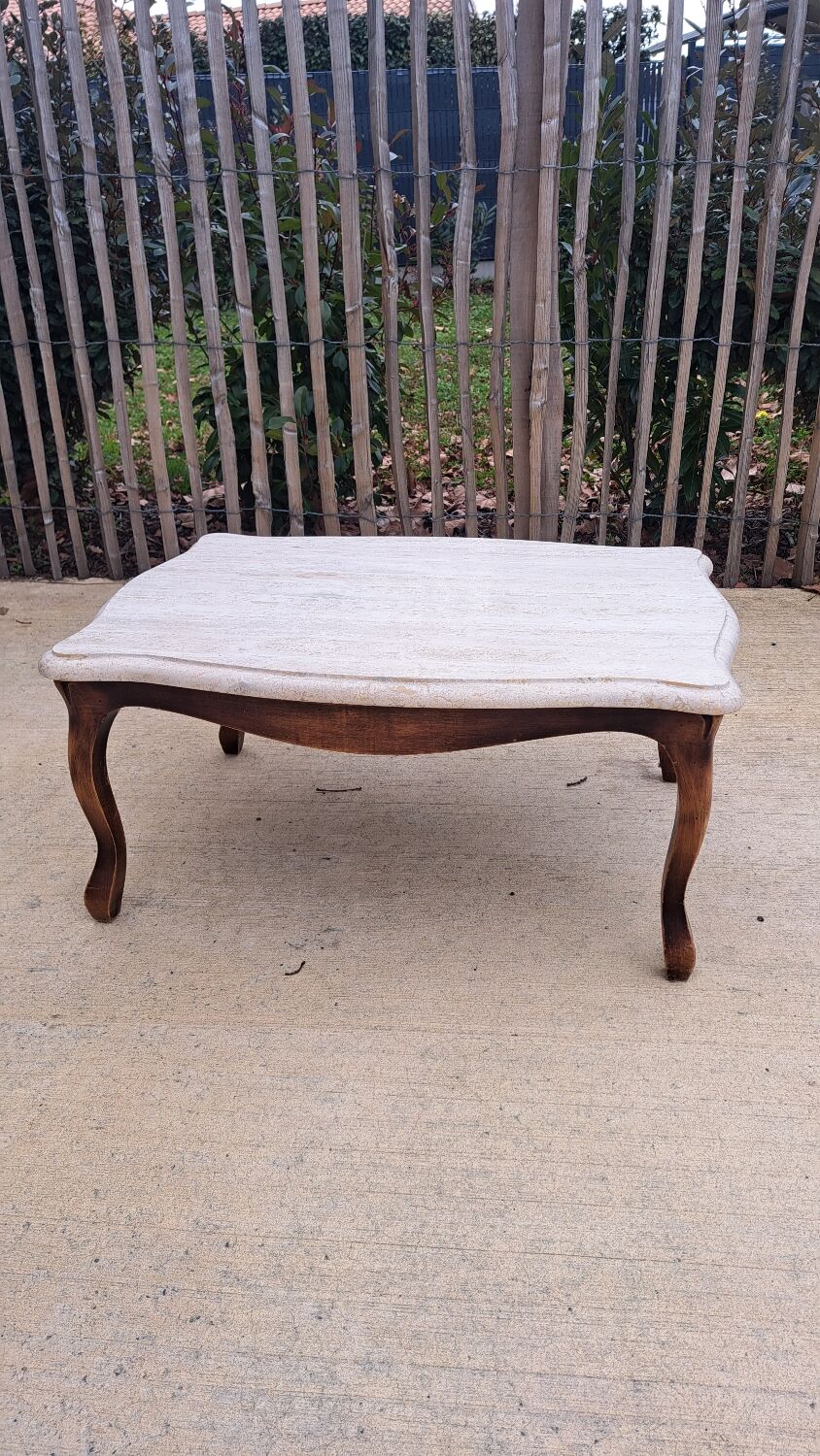 Wood and marble coffee table
