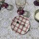 Moulin des Loups plates, "Torchon" checkered pink pattern, 1950s-60s.