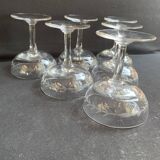 6 Blown and Cut Champagne Glasses