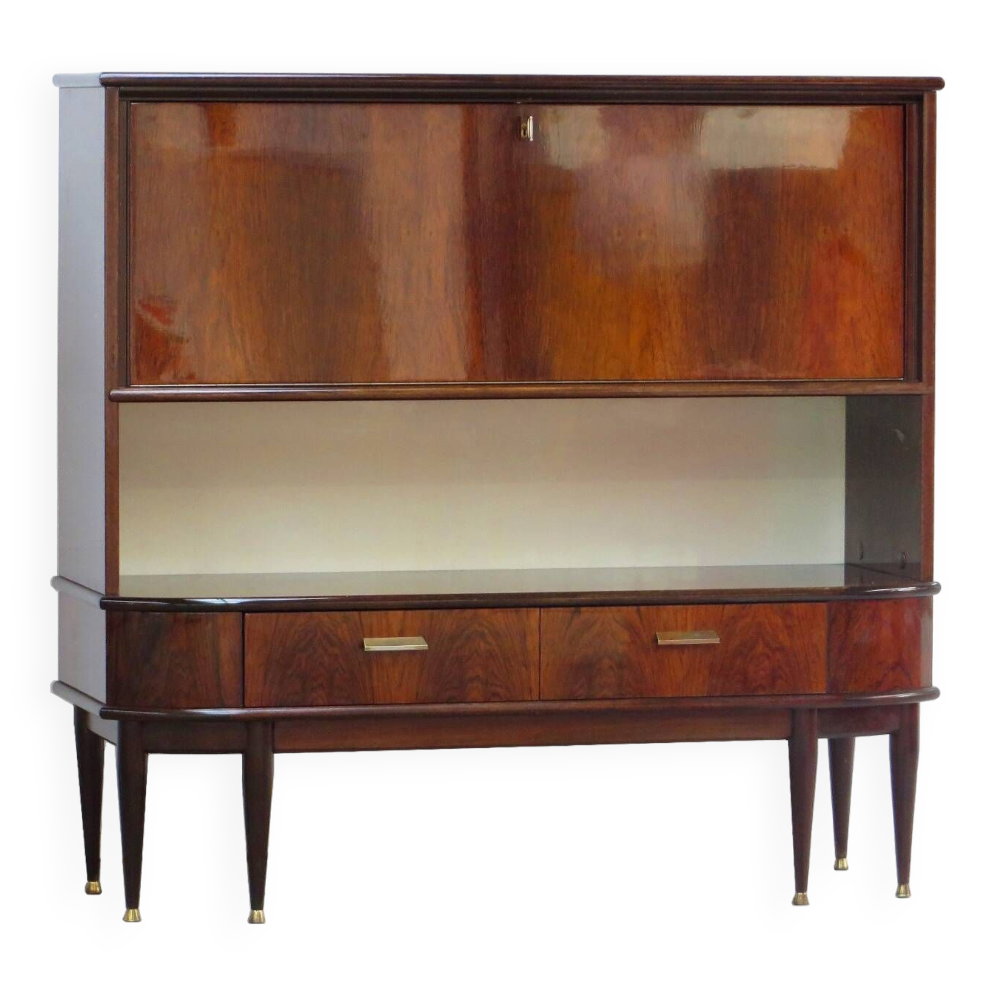Vintage mid century Art Deco secretary bar cabinet in rosewood, 1930s