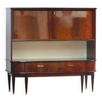 Vintage mid century Art Deco secretary bar cabinet in rosewood, 1930s