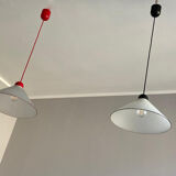 Ceiling lamps in opal glass Italian 1970s