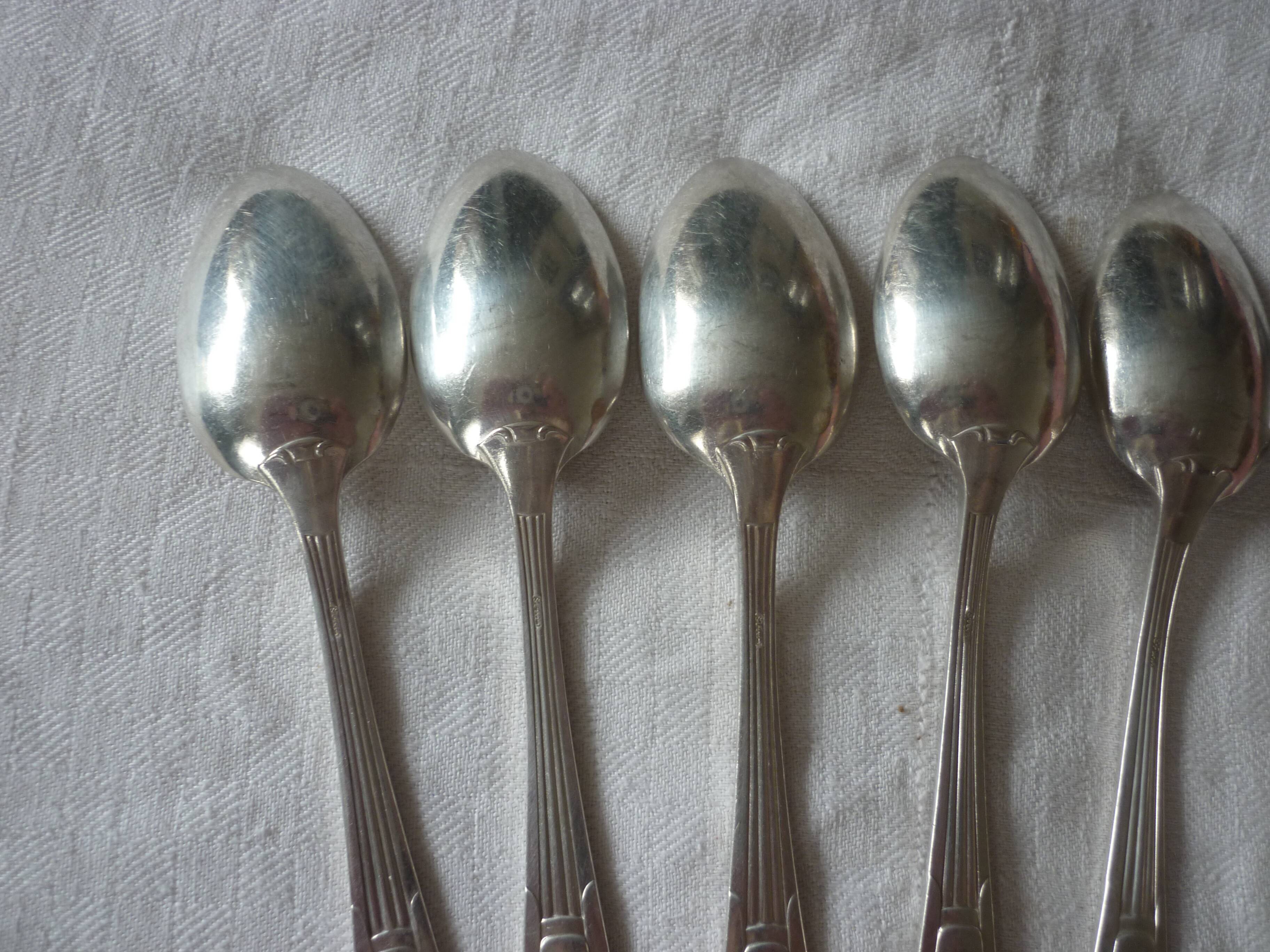 12 small silver metal spoons orfevre sfam