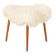 Scandinavian mid century triangular footstool in long hair sheepskin