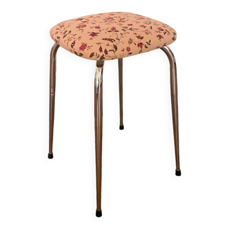 Upcycled vintage stool - pink flowers