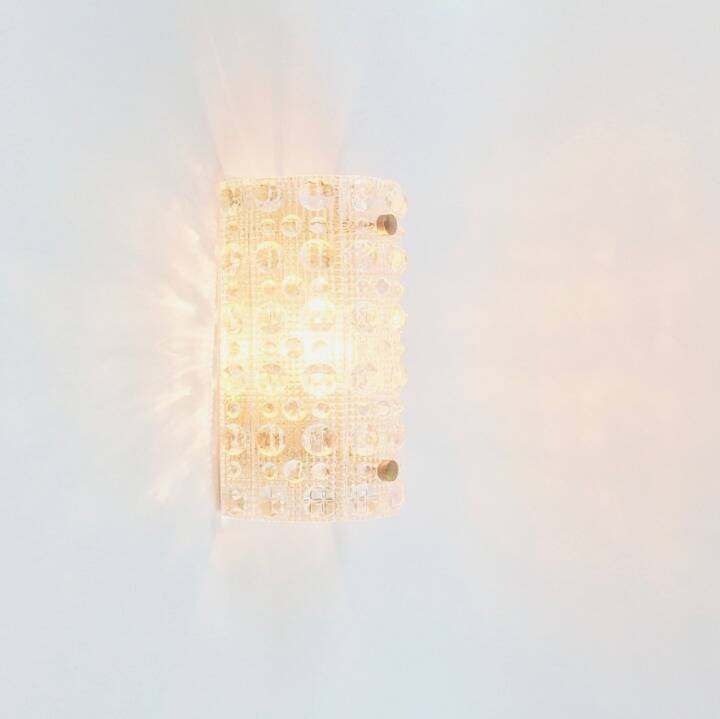 Pair Mid Century Scandinavian Glass & Brass Wall Lamps - C.Fagerlund, 1960s