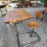 Vintage school desk in iron and wood