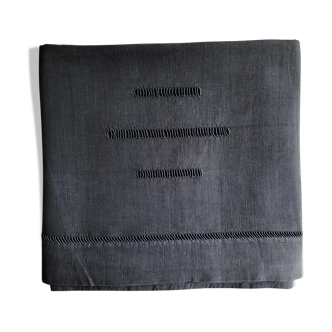 Old sheet in pure linen thread tinted in lead mine