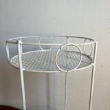 White perforated metal side table