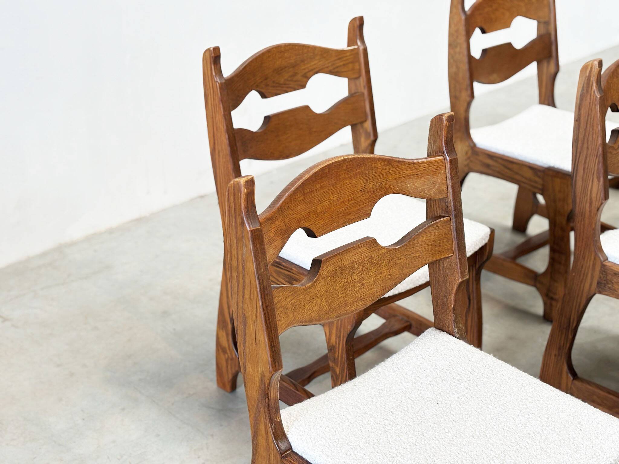Set of six brutalist razorback dining chairs