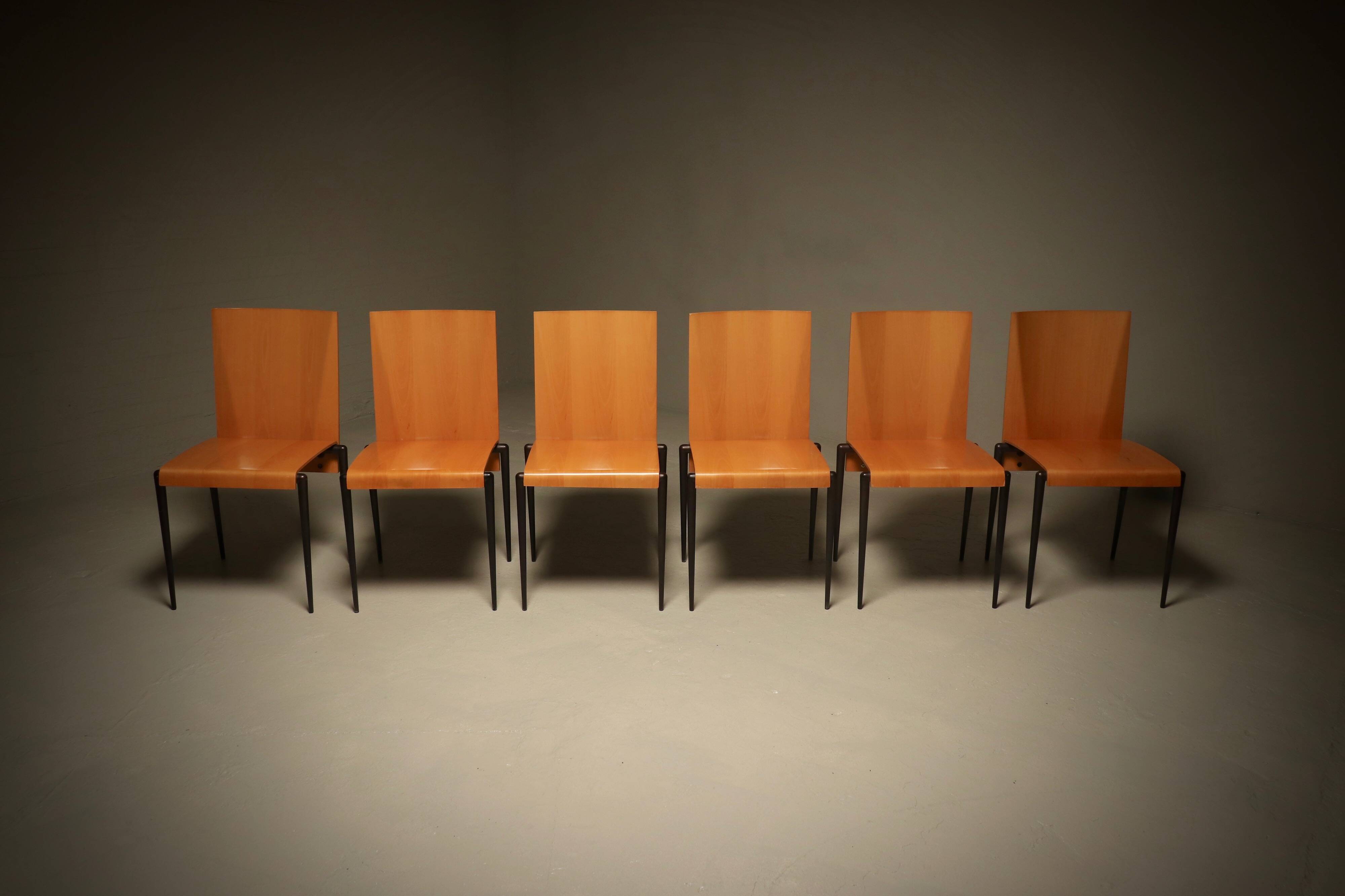 Set of 6 Post Modern Dining Chairs by Cidue Italy 1990s