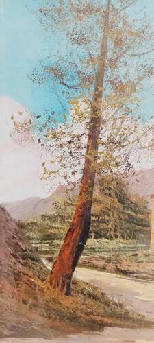 Painting oil on canvas Tuscan landscape R. Morelli 50x70 years 60/70