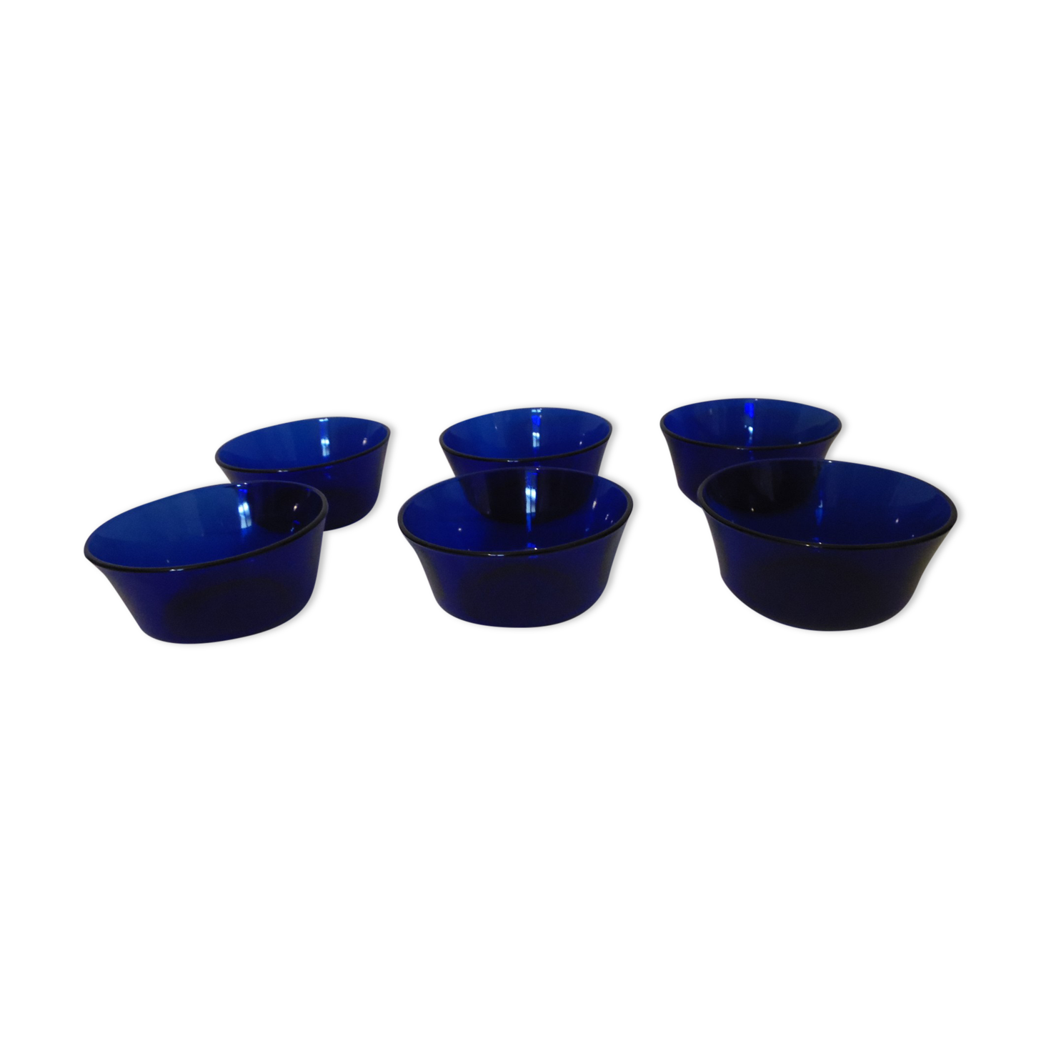 6 duralex cobalt blue glass ramekins
