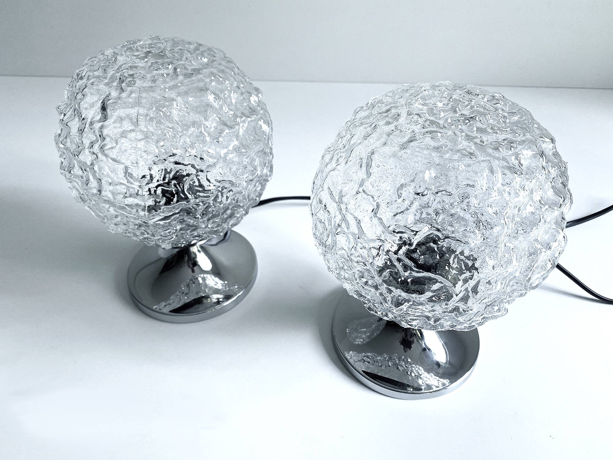 Pair of Vintage Glass Bubble Bedside Lamps