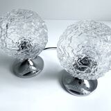 Pair of Vintage Glass Bubble Bedside Lamps
