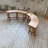Set of round table and 4 rounded benches, 1950