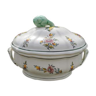 Soupière, demi porcelaine Lunéville, Keller et Guérin, décor floral