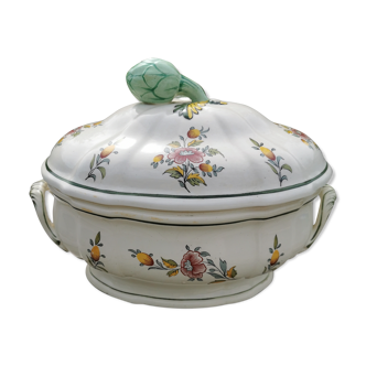 Soup bowl, half porcelain Lunéville, Keller and Guérin, floral decoration