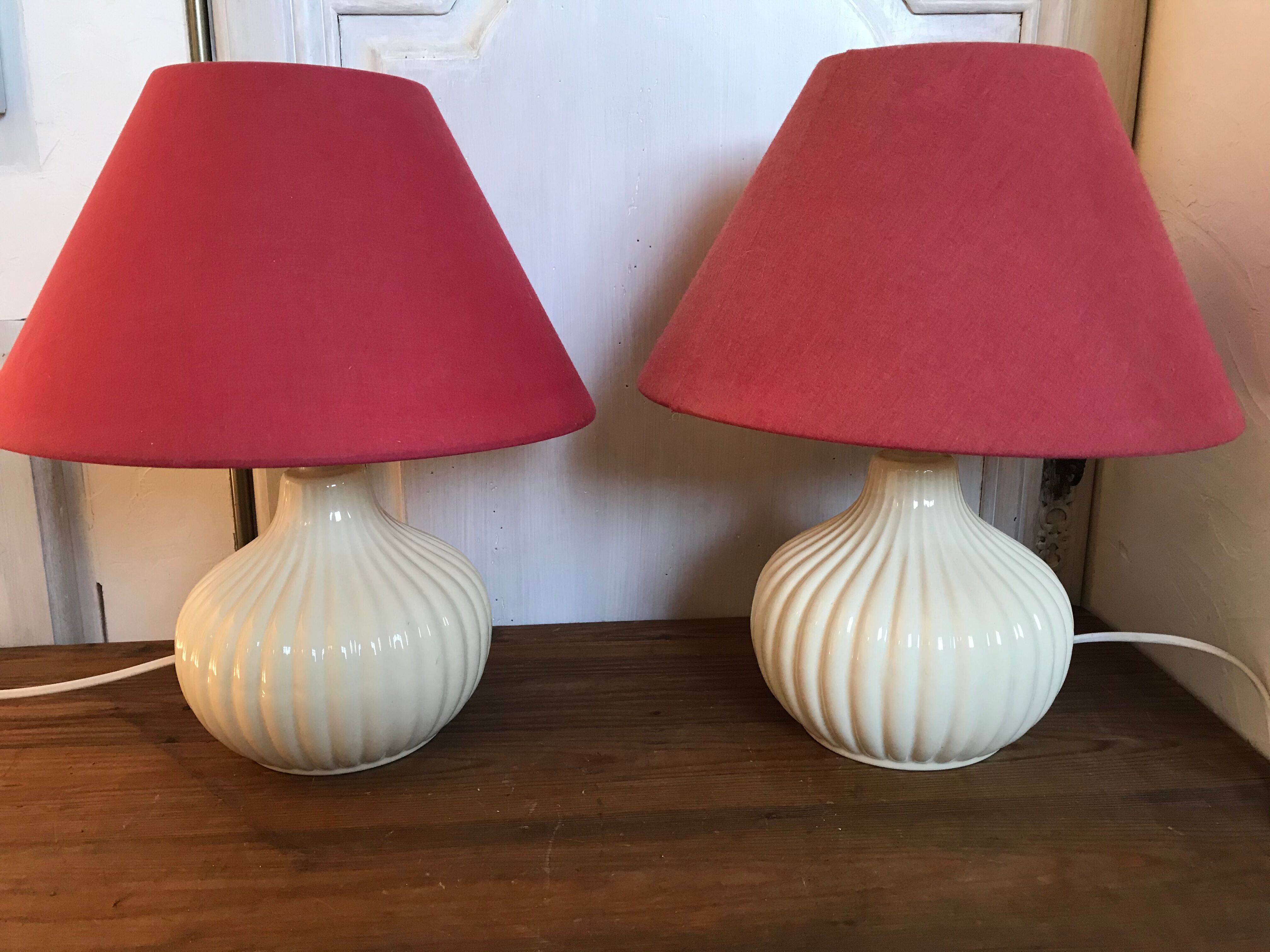 Pair of ceramic bedside lamps