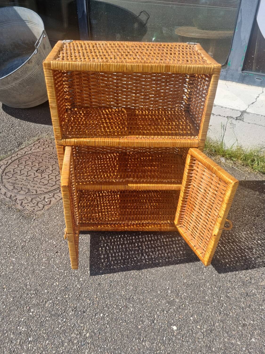 Vintage rattan shelf cabinet furniture