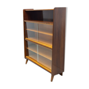 Bibliothèque en noyer du milieu du siècle par František Jirák, années 1960, Tchécoslovaquie