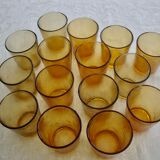 Carafe service and 15 vintage glasses